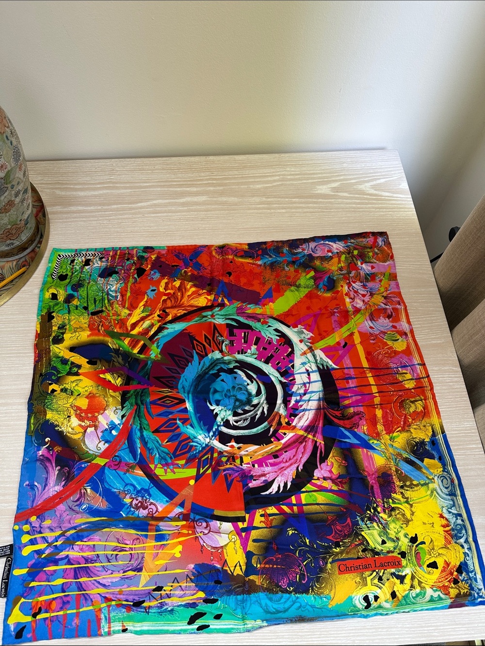 Christian Lacroix Vibrant Multicolor Silk Scarf